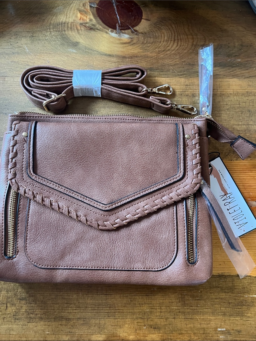 Violet Ray Crossbody Bag with Braided Flap